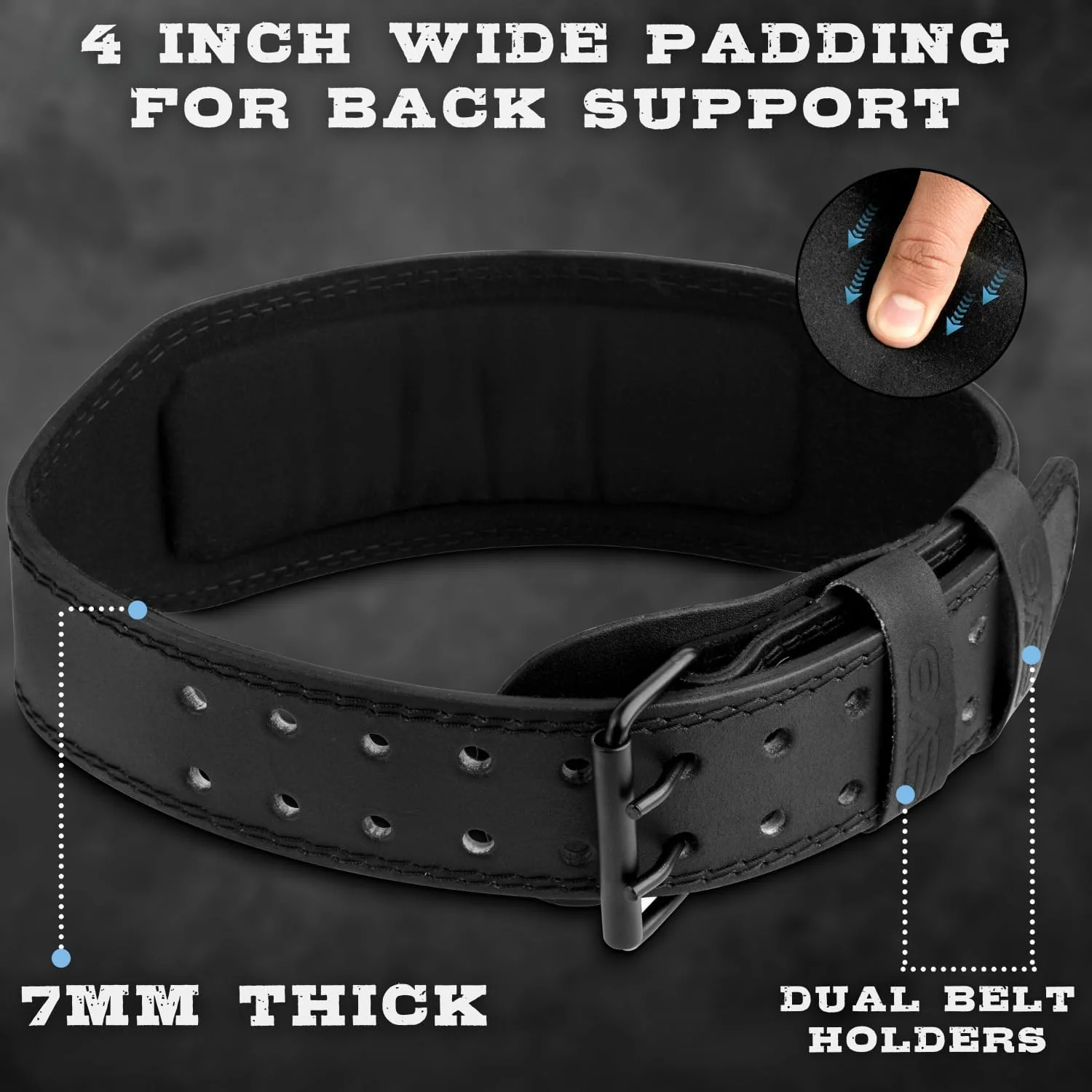 EVO Fitness 4” Matte Black Weight Lifting Belt With 18" Wrist Straps - Image 8
