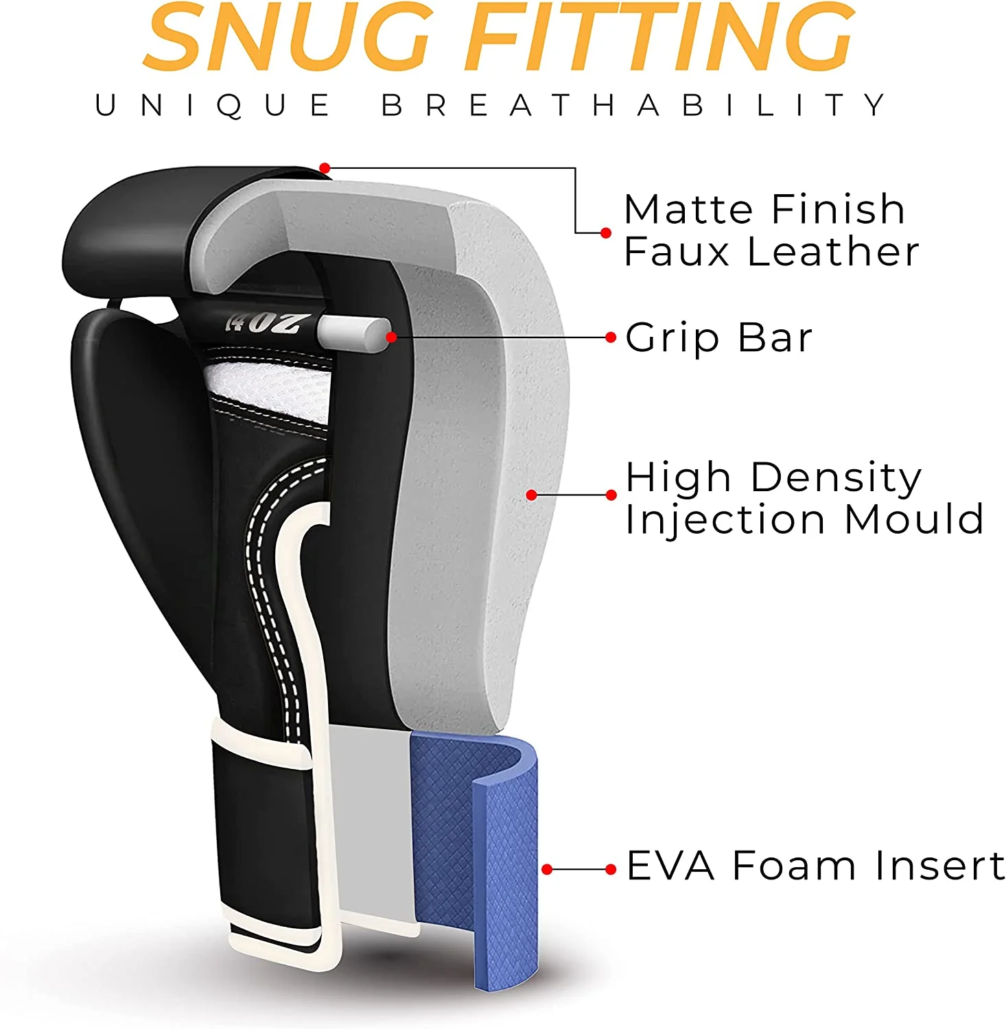 EVO FITNESS PREDATOR SERIES GOLDEN BOXING GLOVES - Image 3