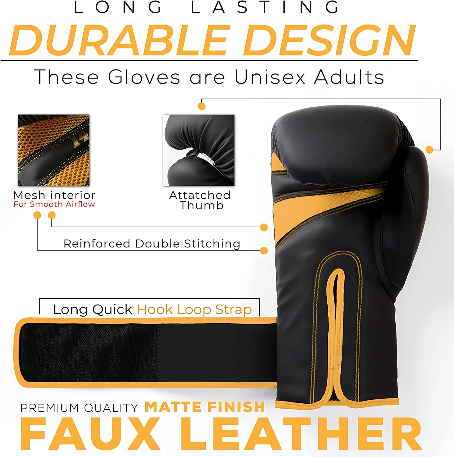 EVO FITNESS PREDATOR SERIES GOLDEN BOXING GLOVES - Image 4