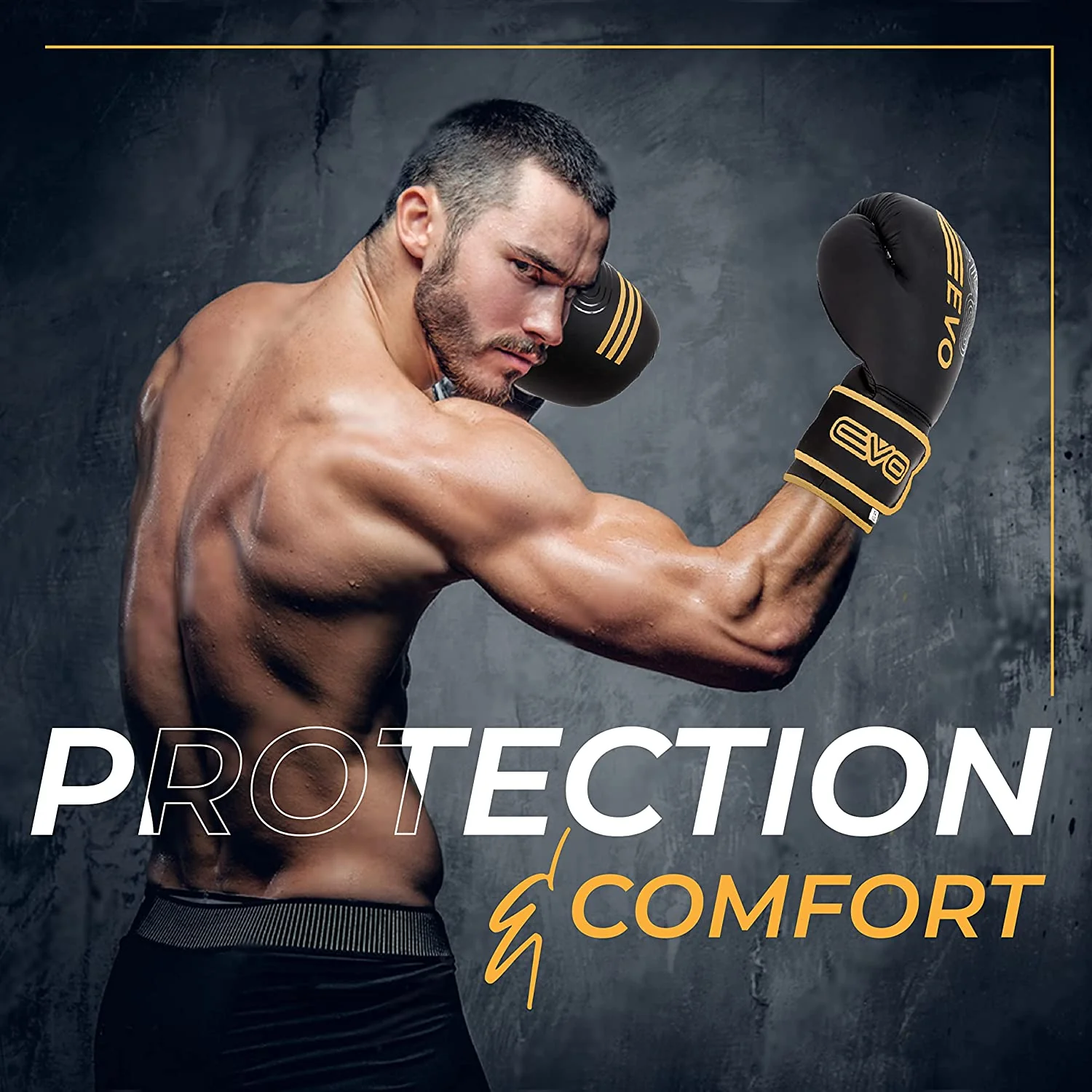 EVO FITNESS PREDATOR SERIES GOLDEN BOXING GLOVES - Image 5