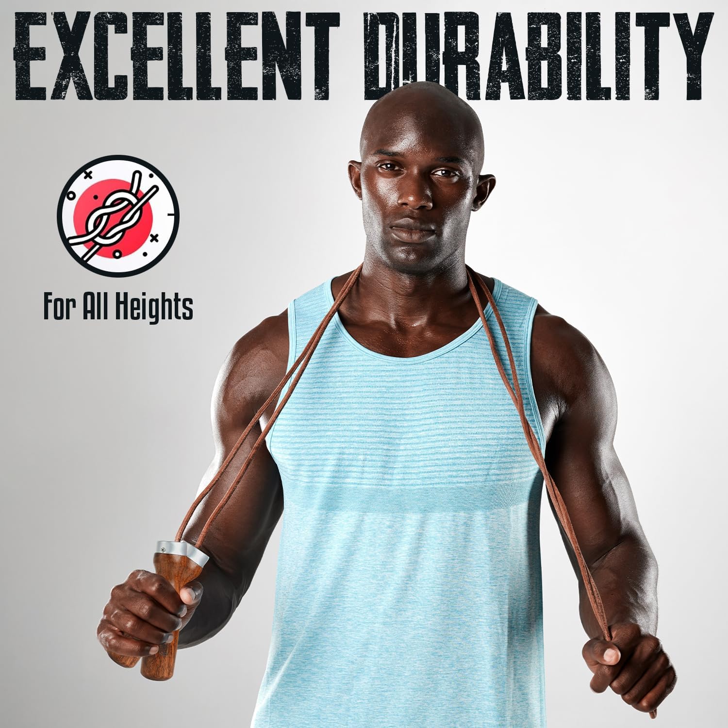 EVO Fitness Leather Skipping Rope (Pure Brown) - Image 5