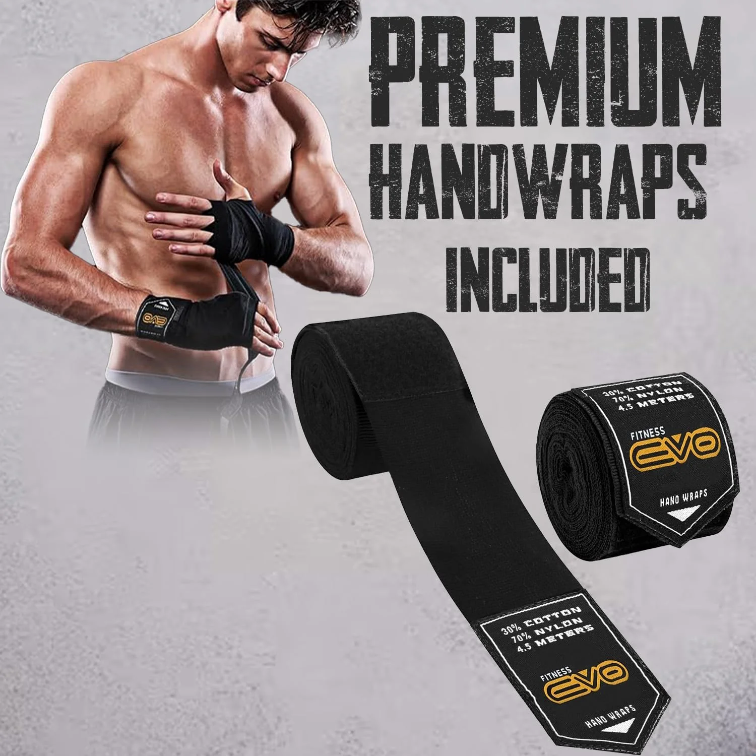 EVO Fitness Predator Series Matte Black Boxing Gloves - Image 3