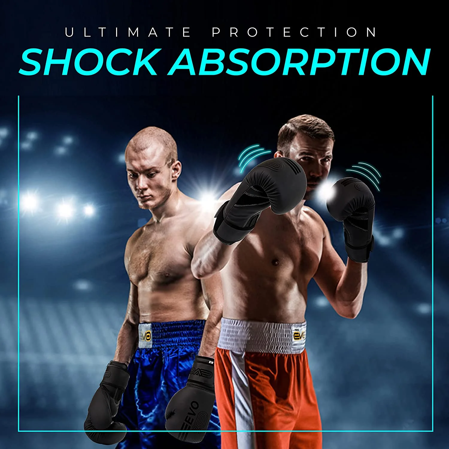 EVO Fitness Predator Series Matte Black Boxing Gloves - Image 7