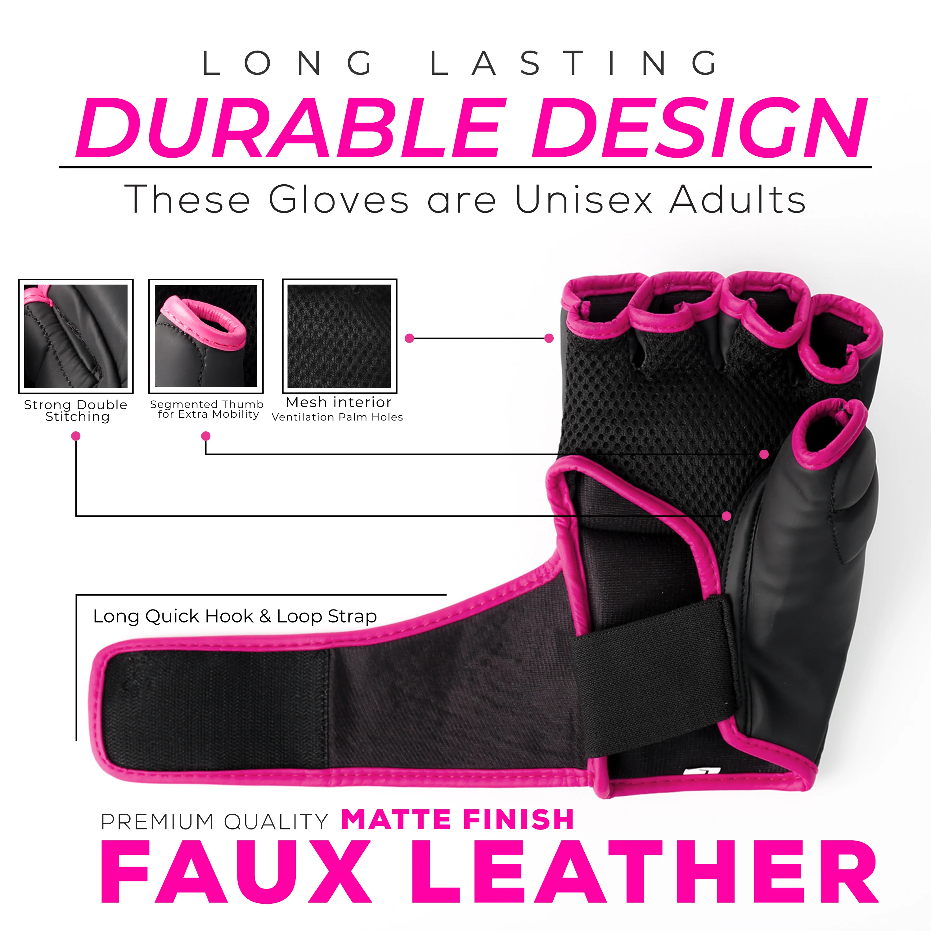 EVO Fitness Matte Pink MMA Gloves - Image 3