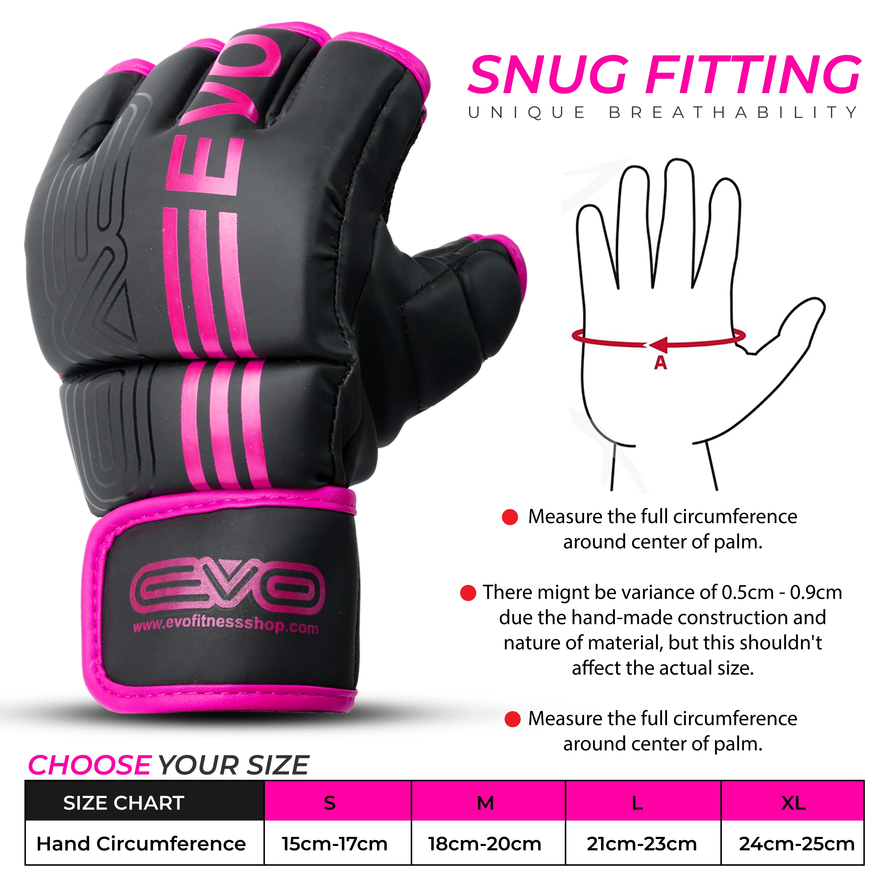EVO Fitness Matte Pink MMA Gloves - Image 4
