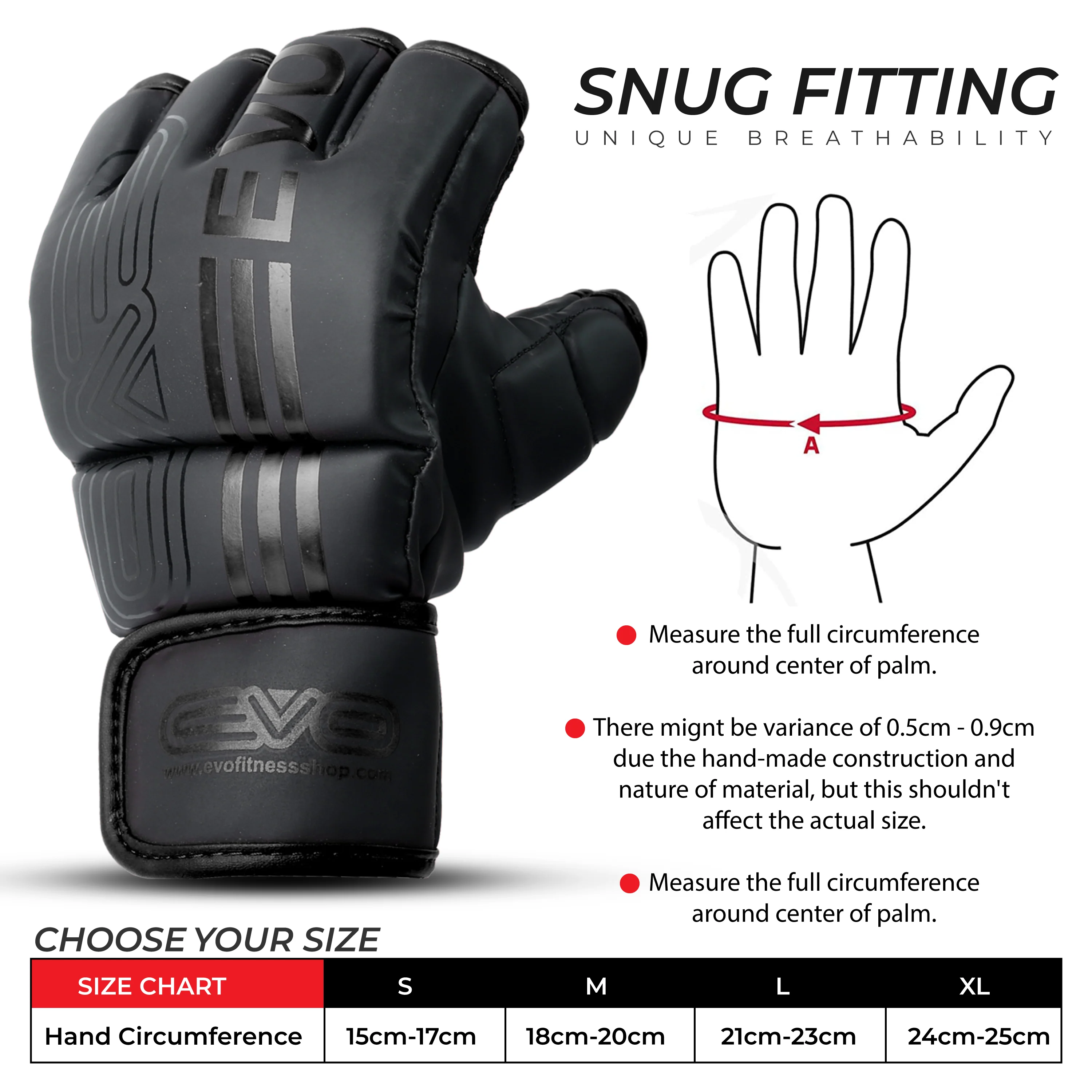 EVO Fitness Matte Black MMA Gloves - Image 4
