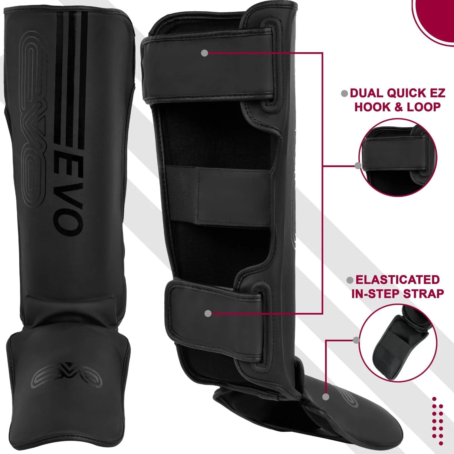 EVO Fitness Pro Shin Pads Instep Guards - Image 3