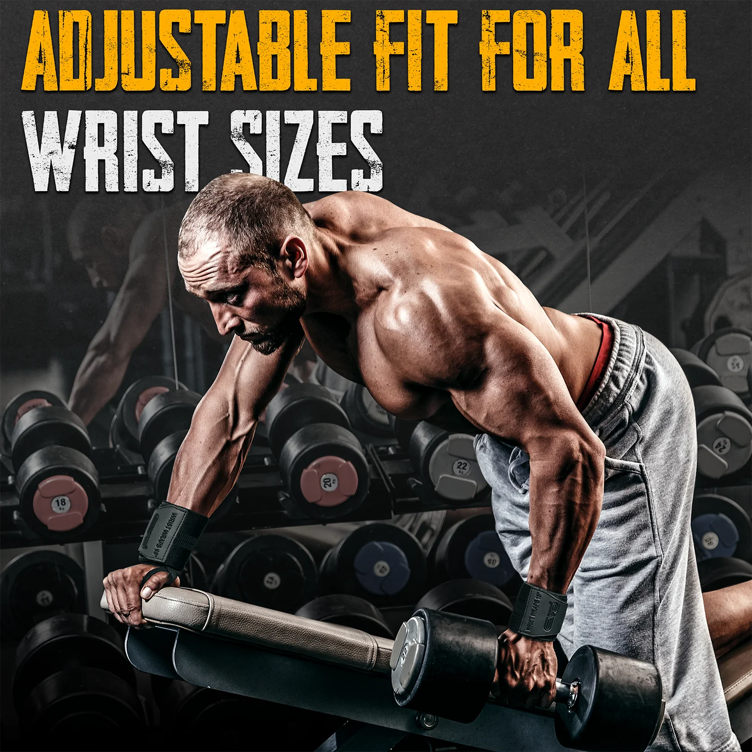 EVO Fitness Pair of 18” Deep Black Weight Lifting Wrist Wraps - Image 6