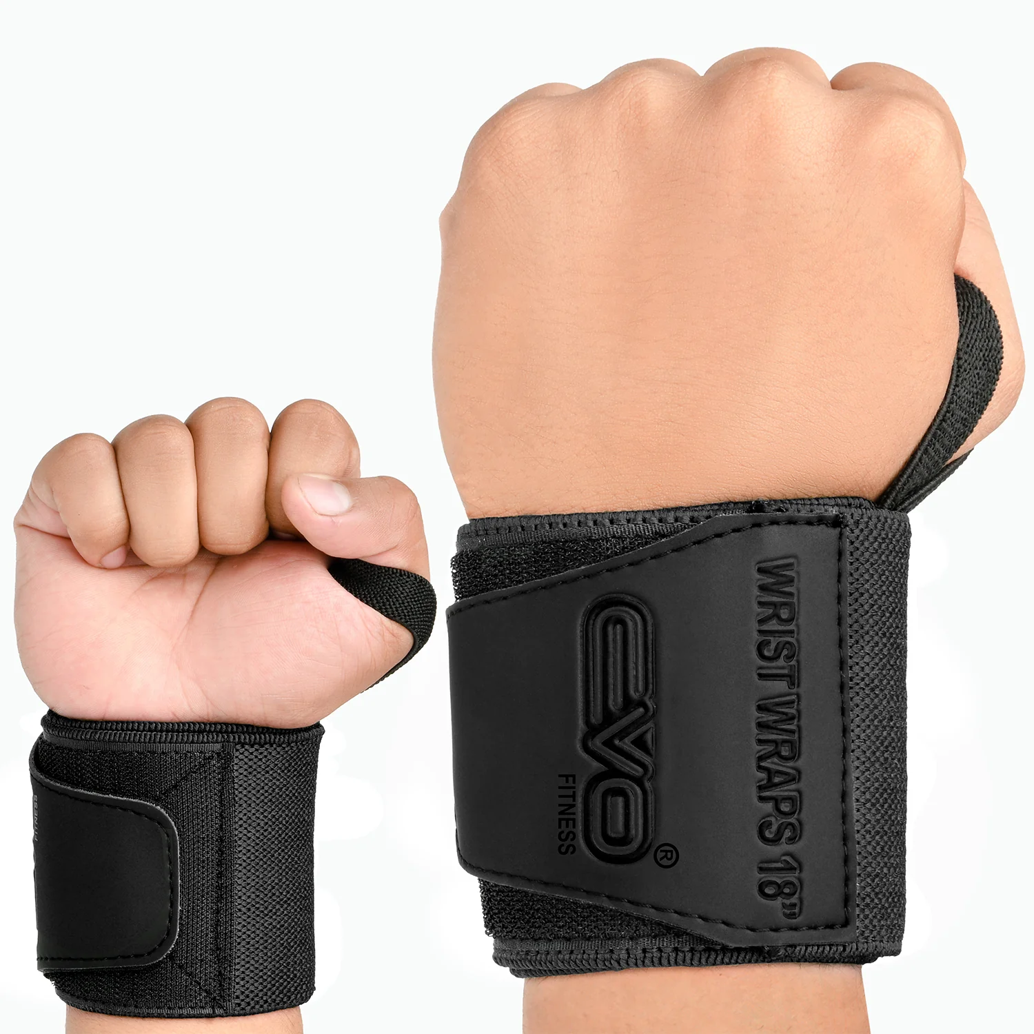 EVO Fitness Pair of 18” Deep Black Weight Lifting Wrist Wraps - Image 8