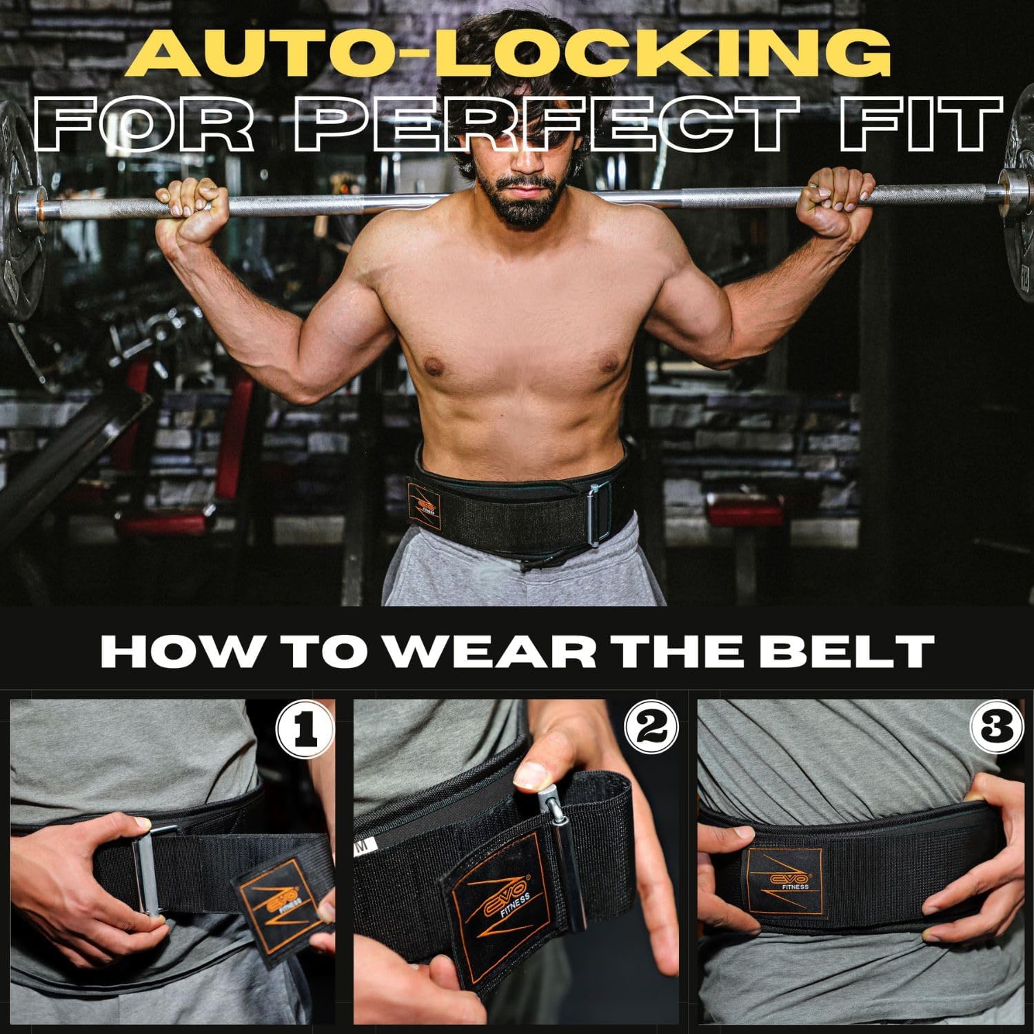 EVO Fitness Weight Lifting Belt AUTO LOCK 6.5” - Image 5