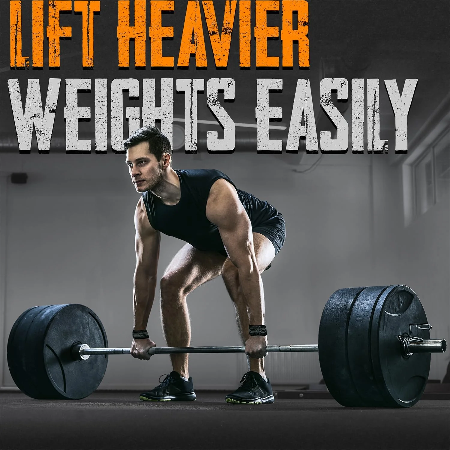 EVO Fitness Weight Lifting Straps all Black - Image 5