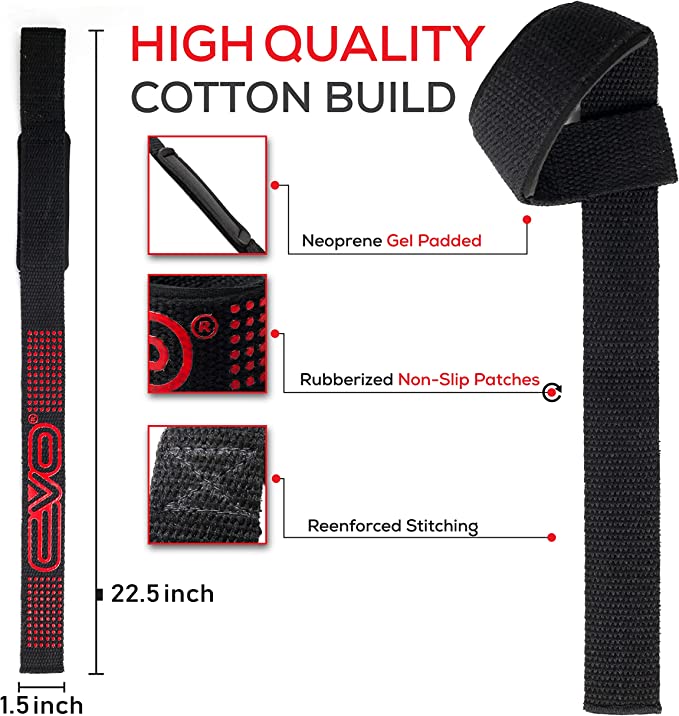 EVO Fitness Weight Lifting Straps Anti Slip Unisex - Image 4