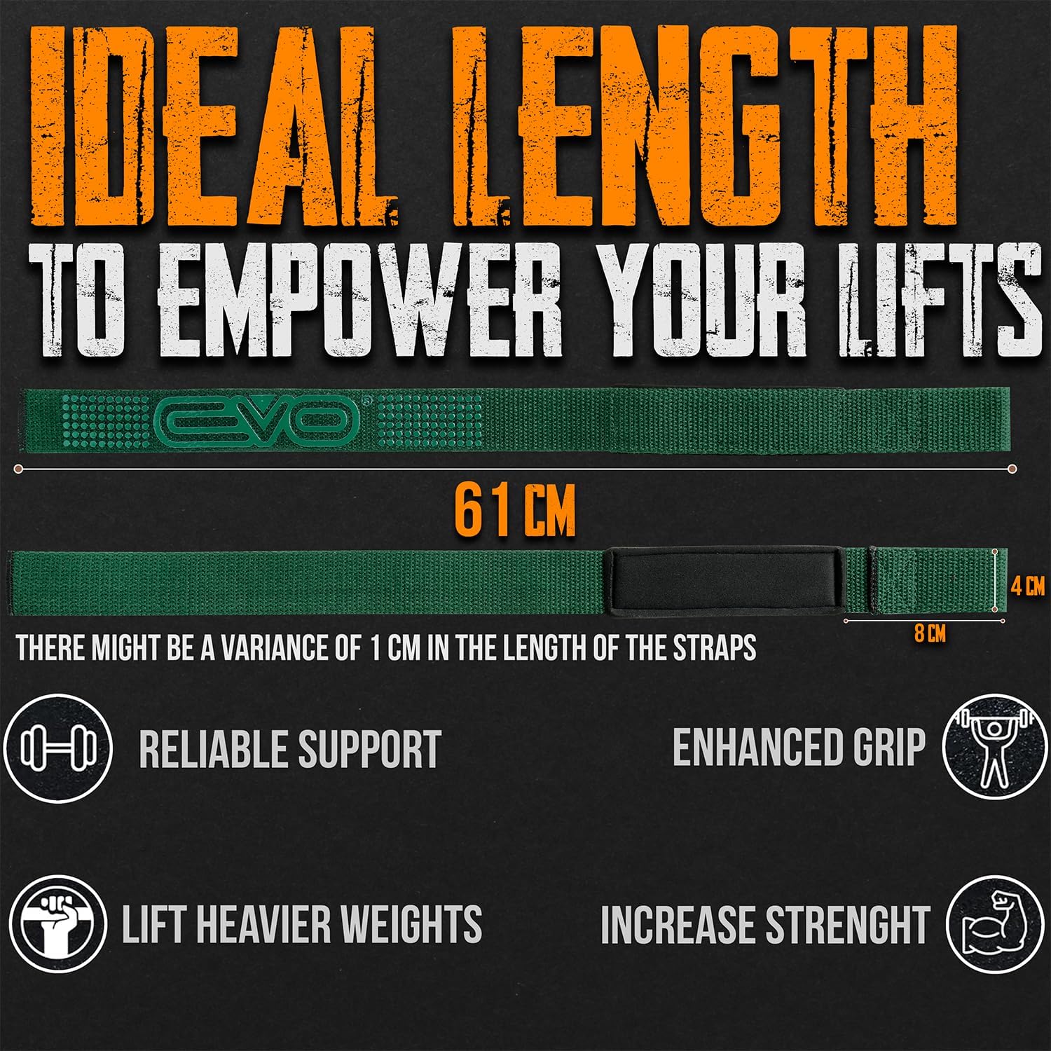 EVO Fitness Weight Lifting Straps green - Image 4