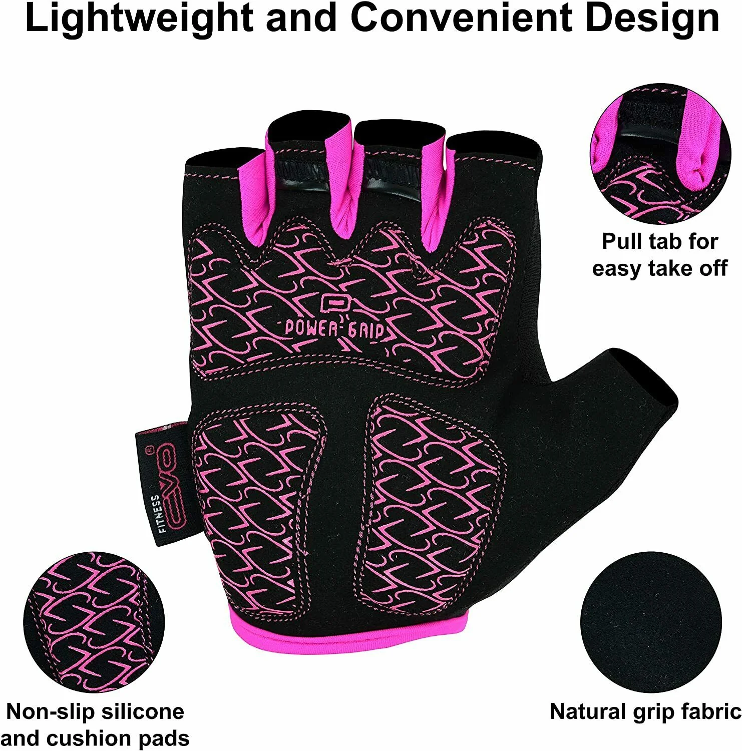EVO Fitness Pink Weight Lifting Gym Gloves - Image 6