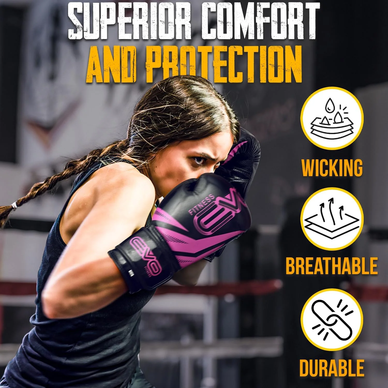 EVO Ladies Pink Maya Leather Boxing Gloves - Image 6