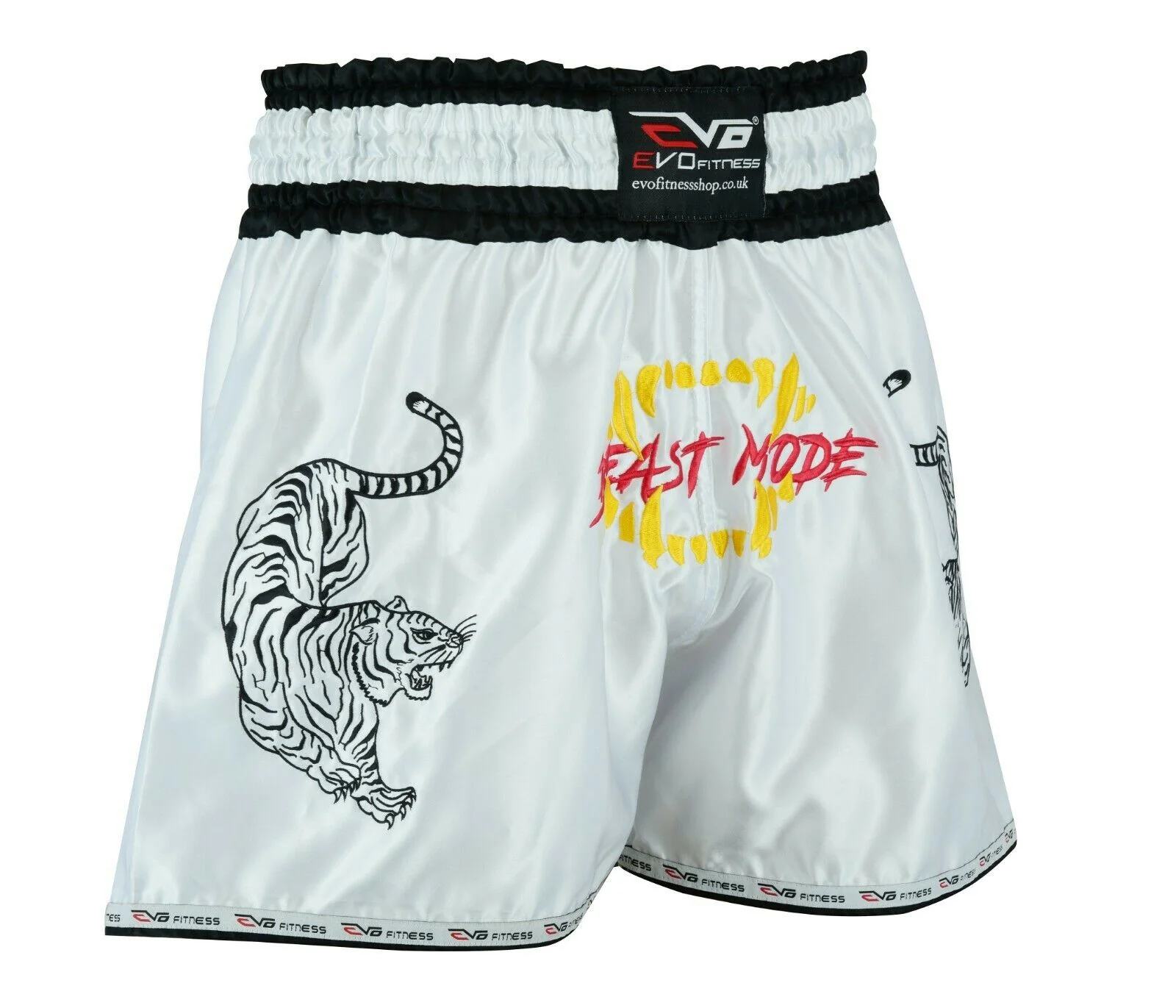 EVO White Muay Thai Cage Fight Shorts - Image 4