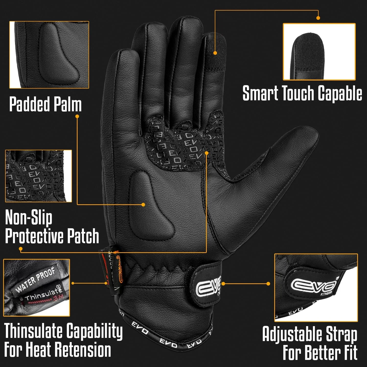 EVO PURE Leather Winter Knuckle Gloves - Image 4