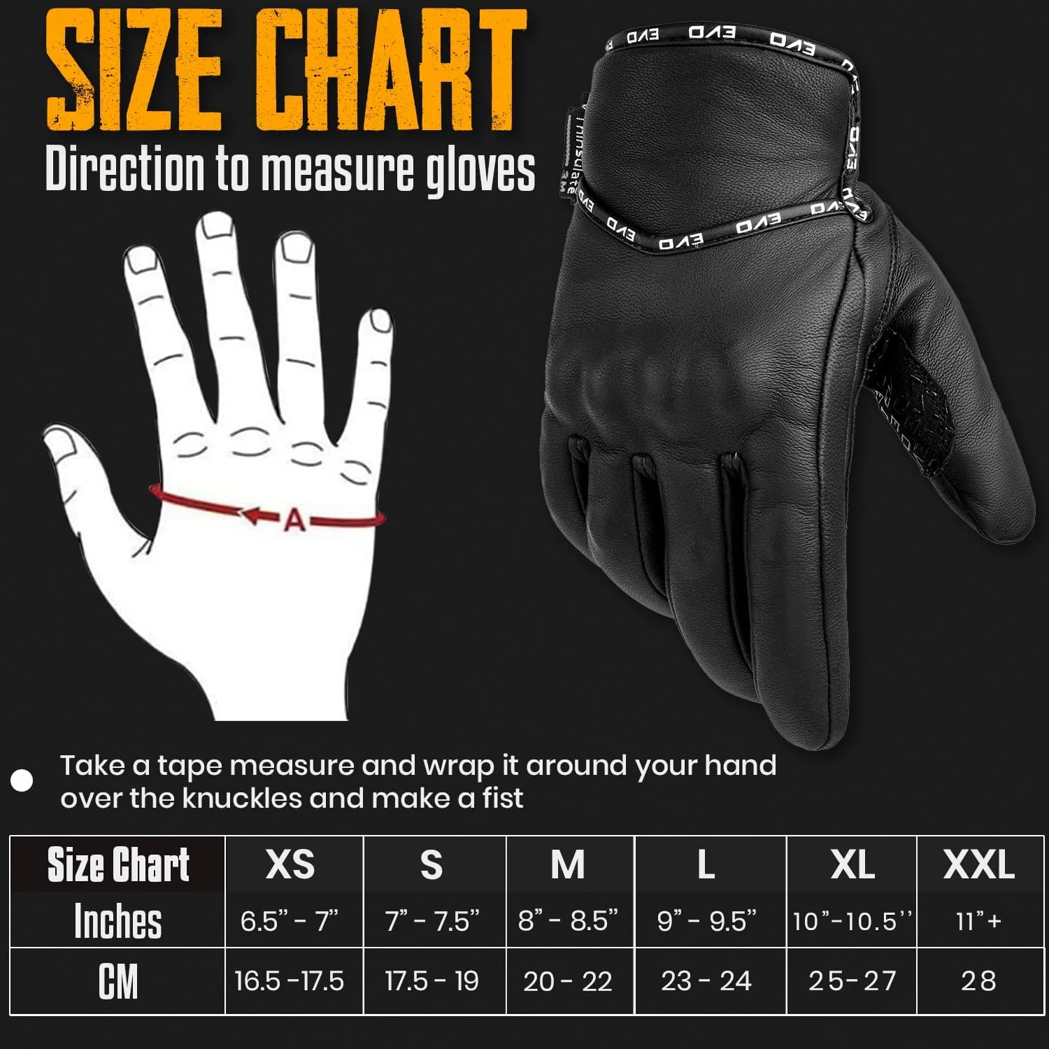 EVO PURE Leather Winter Knuckle Gloves - Image 7