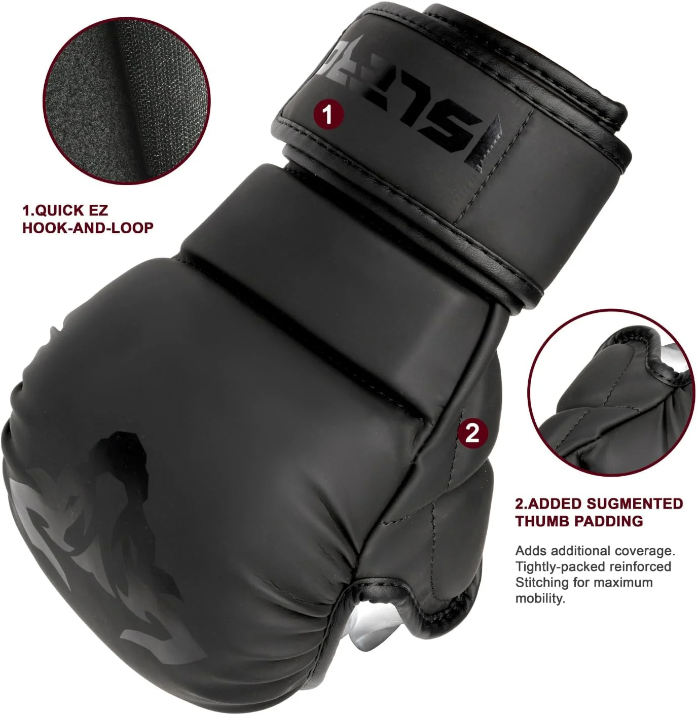 Islero Bull Matte Black MMA Gloves - Image 4