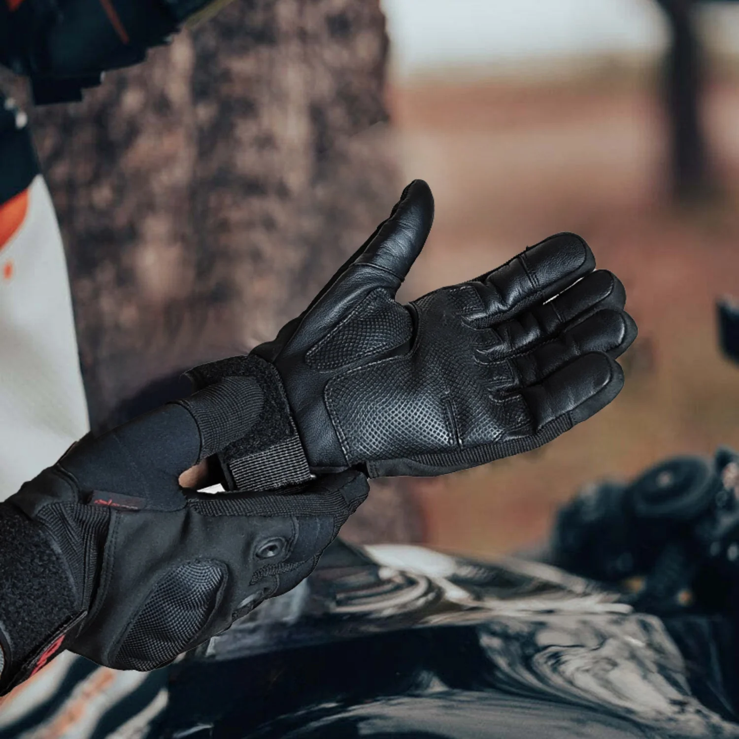ISLERO HEAVY DUTY ALL WEATHER MOTOR BIKE FULL FINGER BLACK GLOVES - Image 4