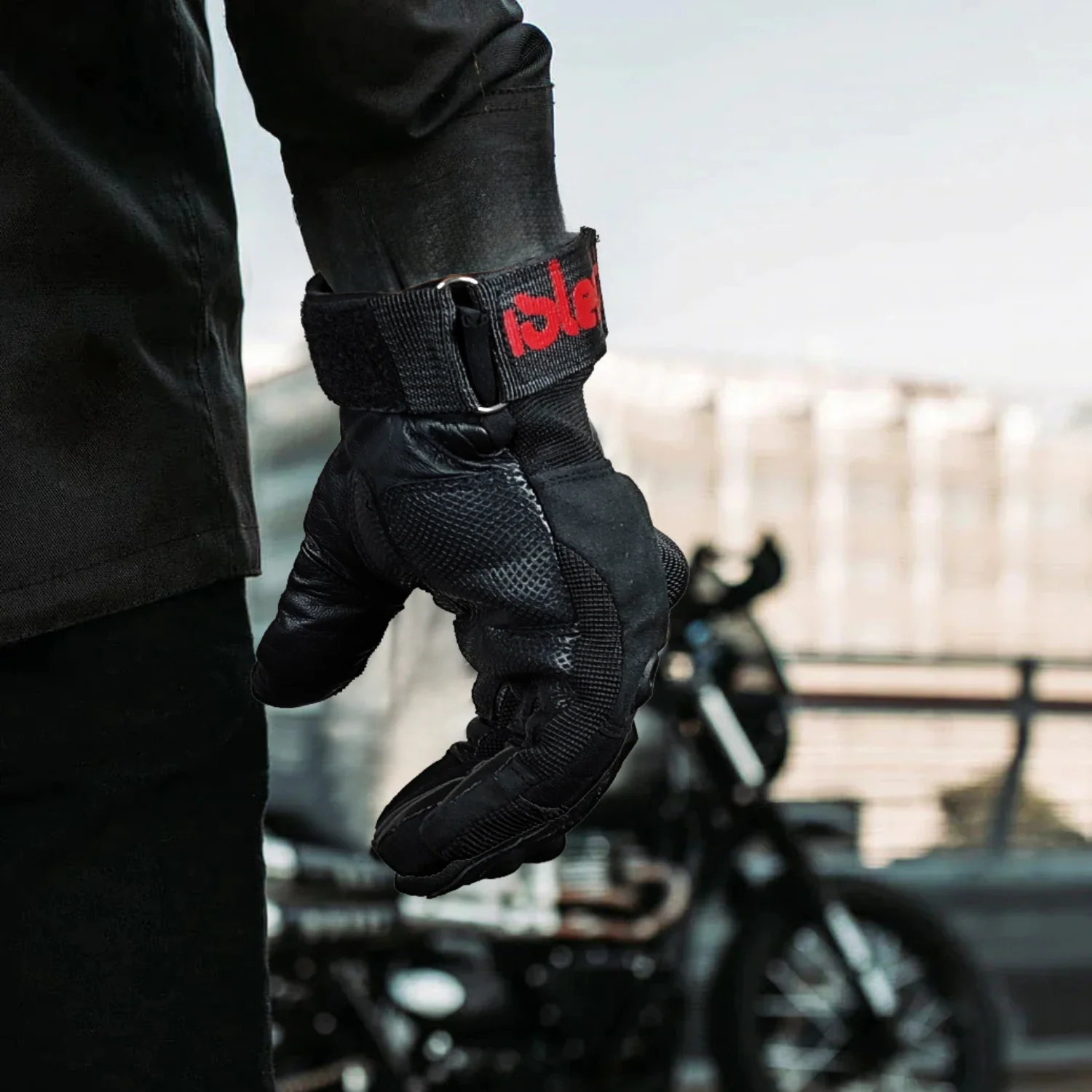 ISLERO HEAVY DUTY ALL WEATHER MOTOR BIKE FULL FINGER BLACK GLOVES - Image 5
