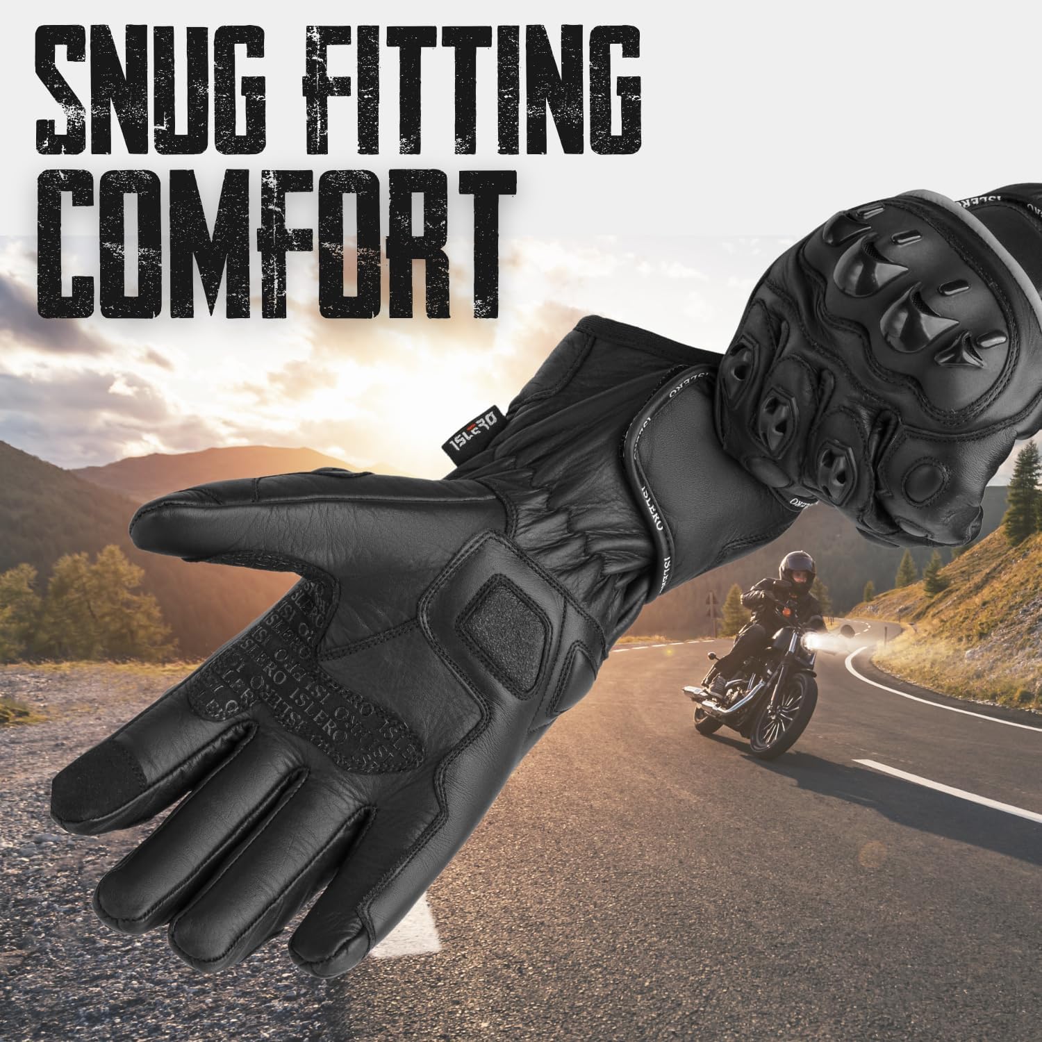 Islero Motorbike leather full finger Gloves - Image 3